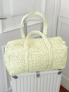 Small Floral Embroidered Travel Duffel Bag, Large Capacity Lightweight Luggage, Handheld Shoulder Boston Bag, Casual Style, All Seasons