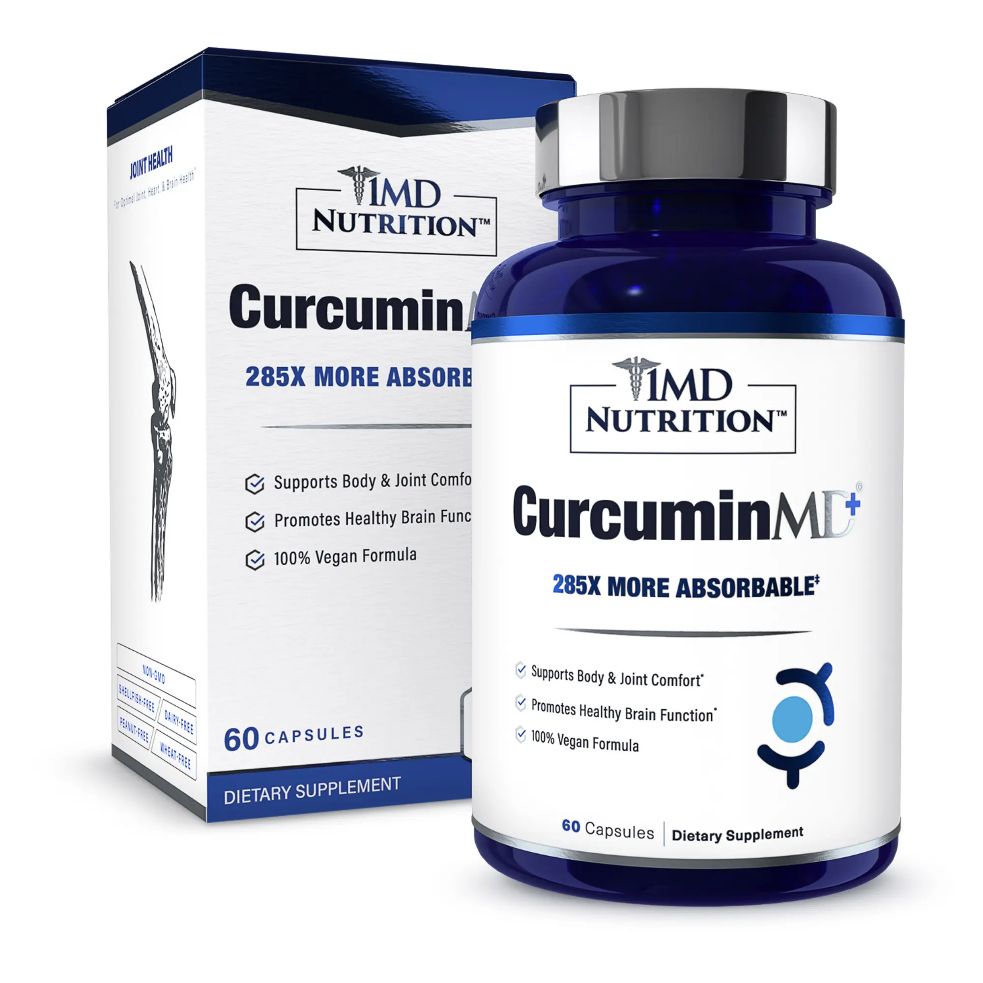 1MD Nutrition CurcuminMD Plus - Turmeric Curcumin with Boswellia Serrata - 285x More Absorbable - Joint Stiffness, Muscle Recovery & Mood Support
