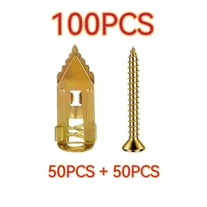 100PCS/200PCS Self-Drilling Drywall Anchors Kit No Drill Needed Easy Hang for Home & Office Includes 100 Anchors 100 Screws for Quick Install Adjustable Hooks & Sturdy Bracket
