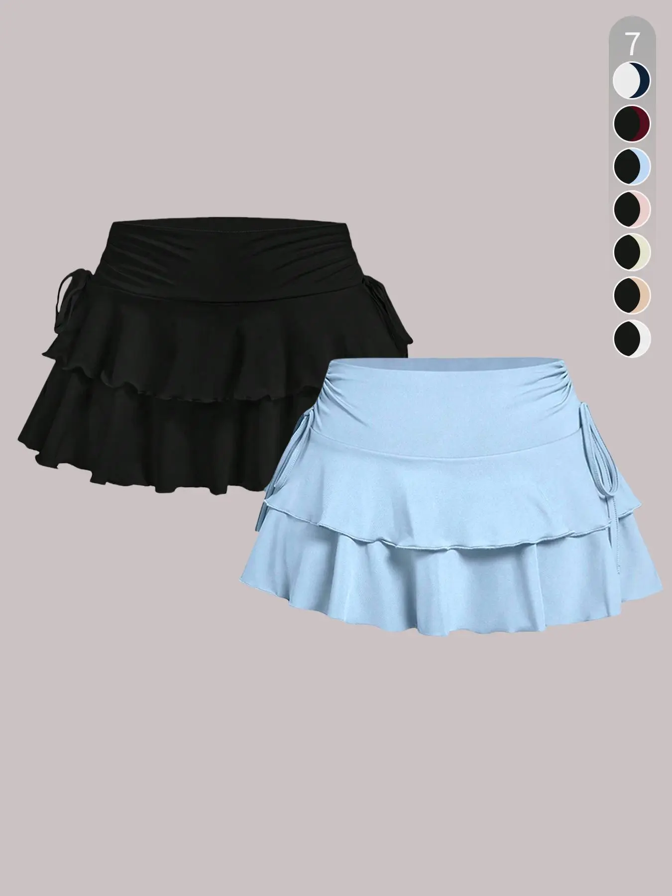 Women's Solid Color Ruffle Trim Tie Side Bubble Skirt, Casual Fashion Short Skirt for Daily Outdoor Wear, Ladies Bottoms for Summer, Bubbles Skirt