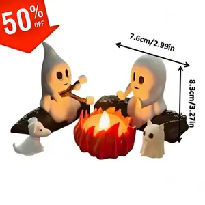 Festival Atmosphere Candles Ghost Campfire Resin Ornament for Halloween Christmas Decorations Unique Halloween Party Decor Spooky Themed Decorations for Home Home Decor Ornaments Halloween Candles 7.6cm x 8.3cm