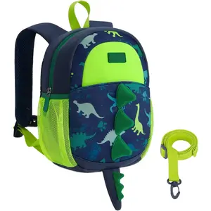 BY-002     Toddler Backpack for Boys 2-4, 3D Cartoon Cute Kids Dinosaur Backpack Water-Resistant Compact for Travel Preschool with Toddler Leash, Chest Buckle