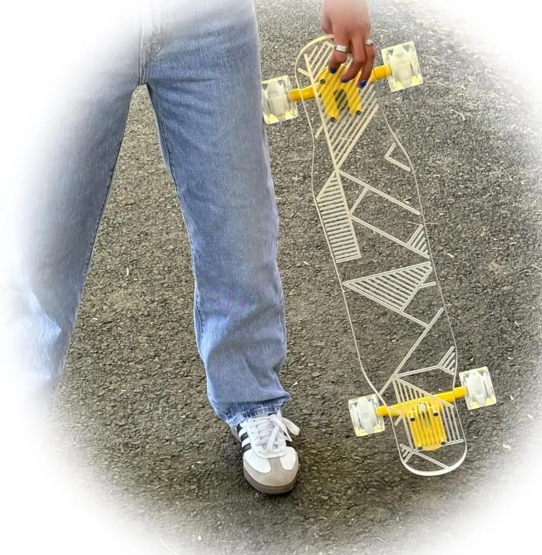 GHOST BOARDS 33" Skinny Easy to Ride for All Ages with Clear Non-Slip Surface and Light-Up Wheels