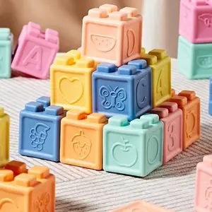 Soft Rubber Creative Building Blocks Set, Colorful Stacking and Nesting Toys, Early Education, Grip Training, Hand-Eye Coordination, Ages 3+