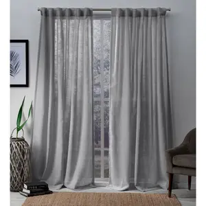 Set of 2 (96"x54") Bella Curtain Panels Silver - Exclusive Home: Light Filtering, Linen Look, Back Tab