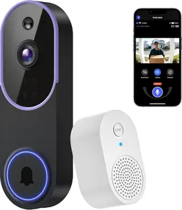 1080P Wireless Video Doorbell Camera, Outdoor Surveillance Cameras, FHD Live View, Cloud Storage, AI Human Detection, Instant Alert, Night Vision, Two Way Audio, 2.4G WiFi Only (Purple)