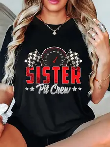 100% Cotton Unisex Race Car Birthday Party Racing Family Sister Pit Crew T-Shirt