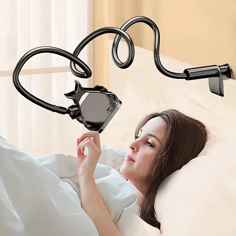 Upgrade Version Adjustable Silicone Lazy Smartphone Holder - Non-Slip, 360° Rotatable, 80cm Flexible Bed/Desk Stand with Aluminum Alloy Clamp Mount, Phone Accessories for Home/Office, Compatible with 3.5–6.7" Phones, iPhone 11/13