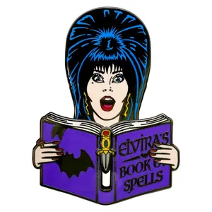 Elvira Books Of Spells Moving Enamel Pin