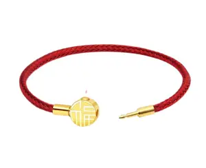 Fu Red Braided Bracelet Stainless Steel Cable Compatible with 3D Lucky Beads