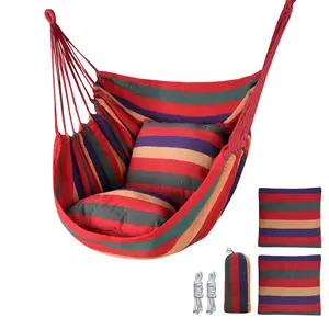 Tanlook woven hanging hammock chair swing, max 300 lbs weight capacity, includes 2 cushions and a storage bag, indoor and outdoor hanging chair, comfortable and cozy