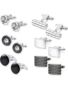 6 Pairs Classic Cufflinks Set for Men Wedding Business Cufflinks Shirt Tux Accessories Father's Day Gift with Box