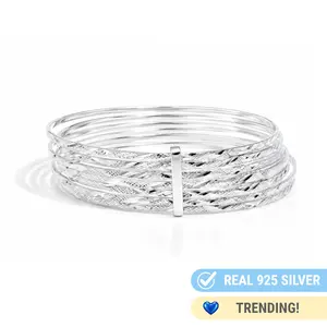 925 STERLING SILVER SEMANARIO 7 DAY DIAMOND-CUT BRACELET SET -IVY