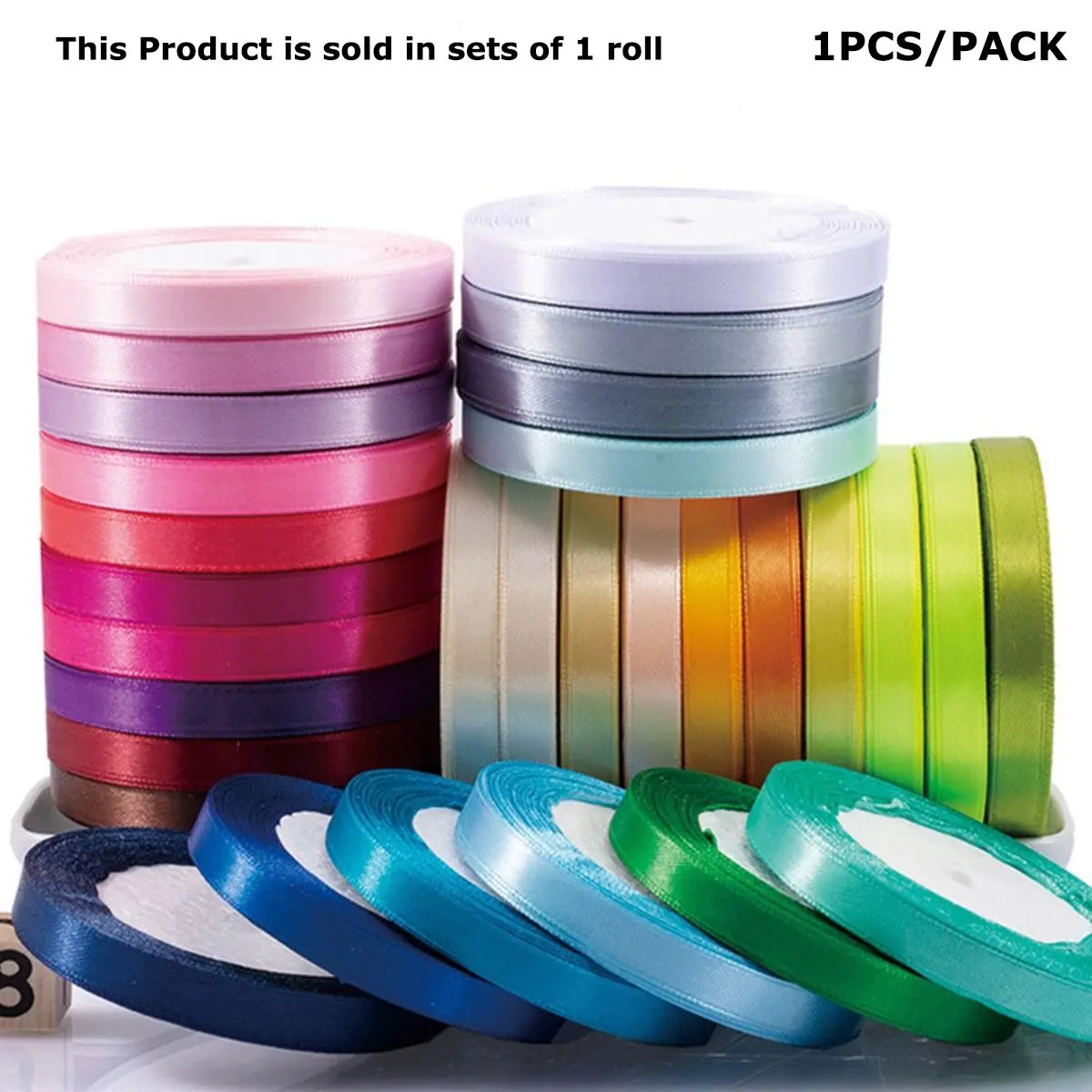 25 Yard Roll Satin Ribbon, 1cm DIY Cake Decoration Silk Ribbon, Gift Wrapping and Wedding Bow Tie Ribbon, Ca Prop 65 Compliant, Gift Wrapping Supplies