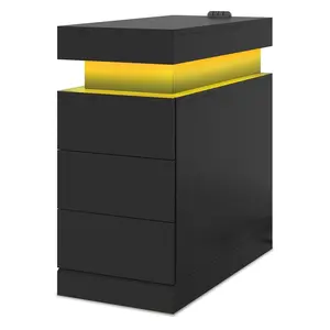 End Table with Sliding Top and Charging Station Black