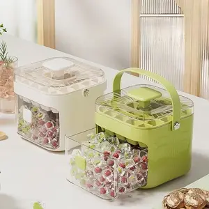 1 unit, single compartment ice box, household large-capacity ice-making mold, Ice cube mold, suitable for small refrigerators, with lid and double-layer ice storage container, summer party essential