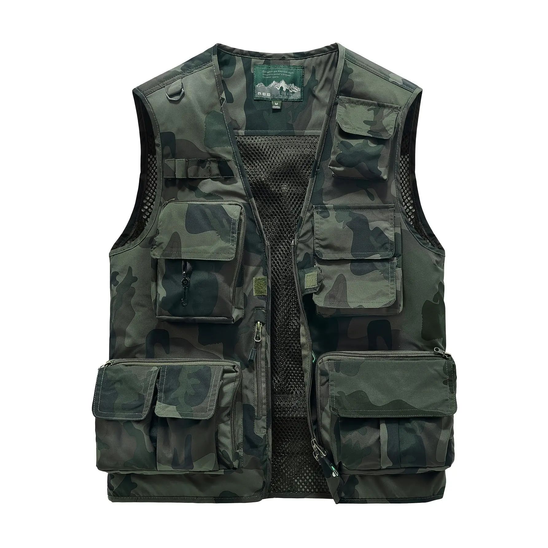 Men's Tactical Camo Vest - Sleeveless Outdoor Utility Vest with Multiple Pockets, Zippered Mesh Panels & Straps for Hiking, Fishing & Casual Wear, Fishing Vest |   Camouflage Vest |   Multipocket Vest