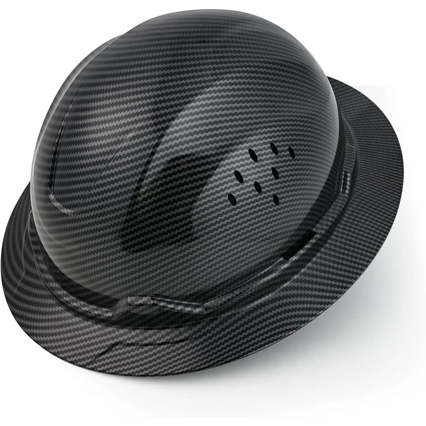 HDPE Hard Hat with Vented Full Brim, 6-Point Adjustable Ratchet Suspension, Universal Accessory Slots, HDPE Shell, UV Blocking, Impact-Resistant for Construction Gear, Warehouse Jobs, Forestry