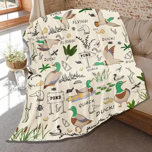 Duck Blanket for Kids, Cute Mallard Ducks Gifts, Soft Lightweight Flannel Throw Blanket with Mallard Ducks, Cute Duck Decoration for Bed Bedroom Sofa