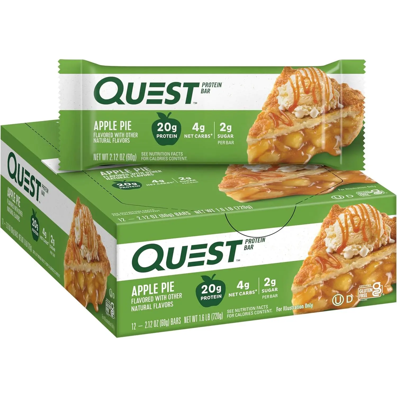 Quest Apple Pie Protein Bars – High Protein, Low Carb Bars (12 Count)