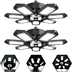 LED Garage Light 600W 60000LM Deformable Bright Shop Ceiling Bulb Lamps,  Led Workshop Ceiling Light, E26/E27