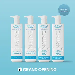 NATIVE Sensitive Series Personal Care Set – Body Wash, Lotion, Shampoo & Conditioner Soothing Coconut Cosmetic Gentle