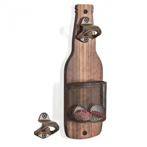Wall-mounted bottle opener, creative beer opener, kitchen bar decoration, wall-mounted bottle opener, bottle cap storage basket