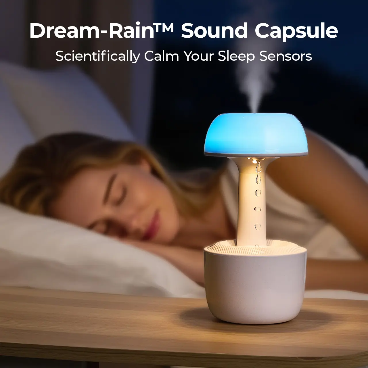 MUNBYN 2-in-1 Compact Automatic Portable Mushroom Anti-Gravity Desktop Humidifier, Water Drop Model with Color Changing LED Night Lights, 8-Hour Battery, 38db Quiet Continuous Mist, Auto-Off, for Bedroom - Relaxing Gifts, 2-In-1 Portable Humidifier