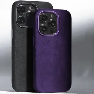 Genuine Suede Leather Magsafe Case For iPhone 15 Plus 16 Pro Max 14 Pro 13 12 Matte Anti-Fingerprint Shockproof Armor Back Cover