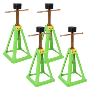 4-Pack RV Stabilizer Jacks, Heavy Duty Adjustable Screw Jack Stands for Travel Trailer Camper, 3300 Lbs Each Load Capacity, 11" to 17" Height Range, with Spare Nuts & Rubber Pads for RV Leveling & Sup, Green