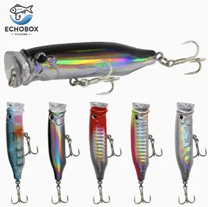 EchoBox Topwater Poppers 5 Pack Freshwater Fishing Lures  | Irresistible Splash & Pop Action for Summer Bass – Thrilling Strikes in Low Light!
