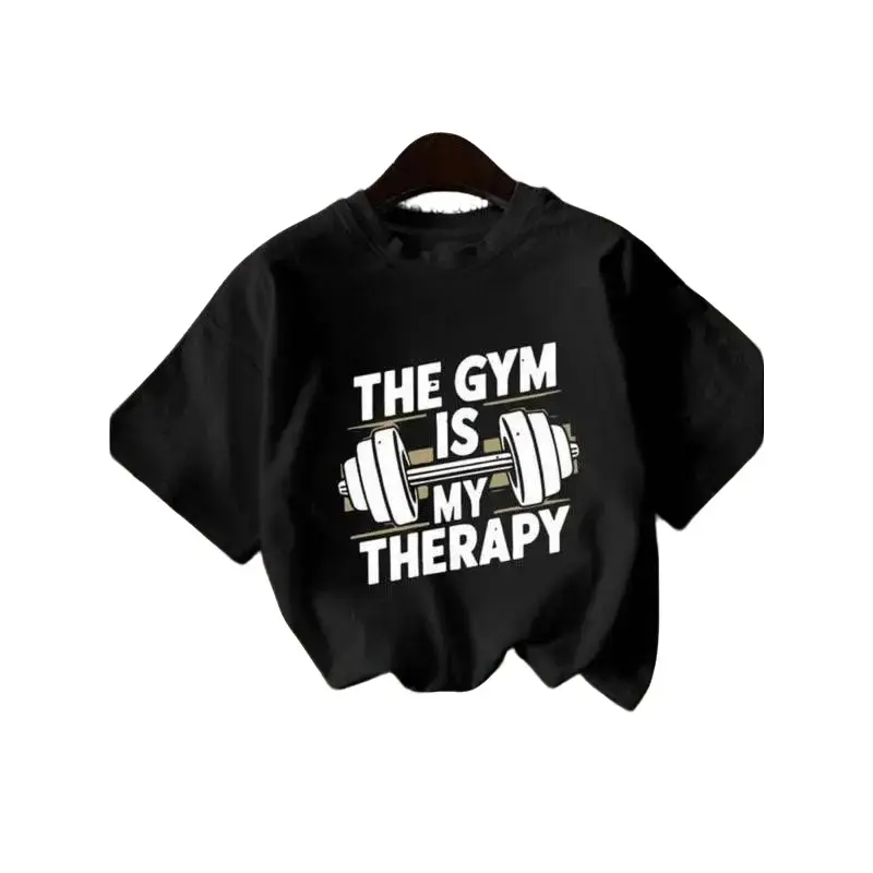 Women's Gym Motivation Graphic T-Shirt Workout Tee With Barbell Design Casual Fitness Apparel For Women Sporty Crew Neck Short Sleeve Shirt Womenswear Top t shirts women Breathable