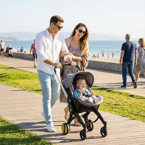 Multifunctional Baby Stroller with Free Bag,Newborn Stroller,Equipped with Chest Clip,One-Click Contraction Function,Alloy Metal Material, Foldable 4-wheel Travel Toddler Stroller, Stroller & Basket & Carrycot, Suitable for Travel Convertible
