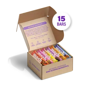 MOSH Best Sellers Variety Pack - 15 High Protein Bars, Protein Snacks, Lower Sugar, High Fiber, Keto-Friendly, Gluten-Free, 6+ Brain Nutrients (Including Cognizin), Mission-Focused, Gives Back, Ideal for Cupboard Storage