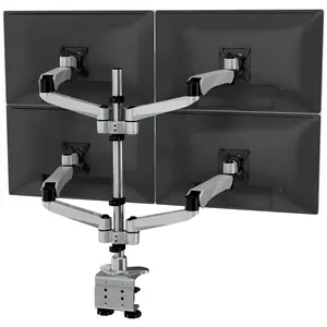 Full Motion Quad Monitor Desk Mount with Gas Spring Arms