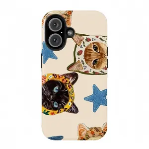 Cat phone case, suitable for iPhone 17Pro Max, 16, 15, 14, 13, 12, plus, double-layer protective case, strong compatibility, stylish and firmly fitting, smartphone case