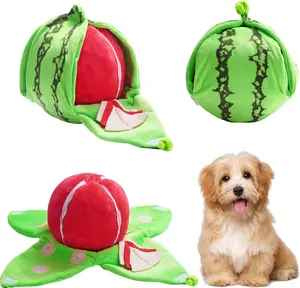 Nocciola 4-in-1 Watermelon Dog Enrichment Toys, 3 Squeaky Slices with a Rind Snuffle Mat for Treats Hunting Fun, Hide and Seek Puzzle Toy for All Breeds