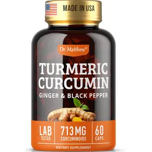 Turmeric Curcumin and Ginger Supplement with Black Pepper. 15X High Potency & Absorption. 1000mg Capsules. Joint Support, 60 Pills. Healthcare Edible Healthcare Edible