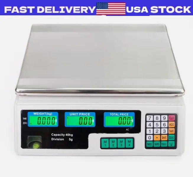 88 LBS Digital Weight Scale Price Computing Food Meat Scale Produce Deli Fruit