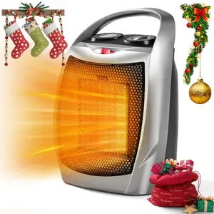 1500W Small Space Heater, Electric Heater, Silent Ceramic Heater, PTC Quick Heating Ceramic Heater, 3 Modes, Adjustable Thermostat, Overheating/Tipping Protection, Portable Heater Fan for Indoor Use in Office Desk, Silver.