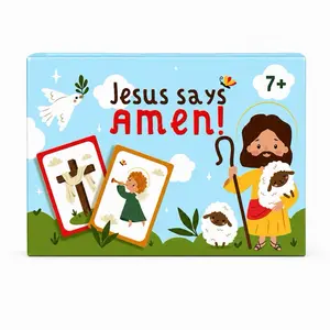Jesus Says Amen! Christian Card Game – Faith-Based Family Card Game with Matching Pictures & Action Cards – Bible Game for Kids, Teens & Adults – Christian Family Game Night, Tabletop Game, Ages 7+, 2-8 Players
