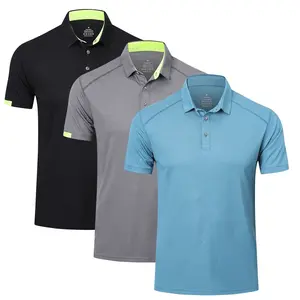 3Pack Men's Breathable Golf Polo Shirt Workout Polo Shirts Short Sleeve Sports Gym Tee Top Quick-Dry Polo Shirt