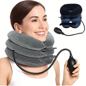 Inflatable Neck Brace Pillow Cervical Neck Traction Device Adjustable Neck Stretcher,Ideal for Spine Alignment and Chronic Neck Pain Relief. (Grey)