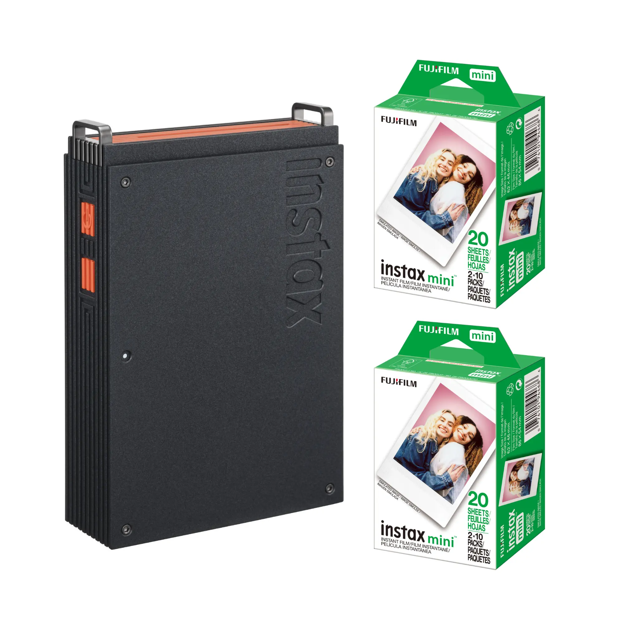 Fujifilm instax mini Link+ Bluetooth Instant Camera Electronic Smartphone Printer with Twin Film Pack (20 Exposures, Built-in Flash), 3D Effect