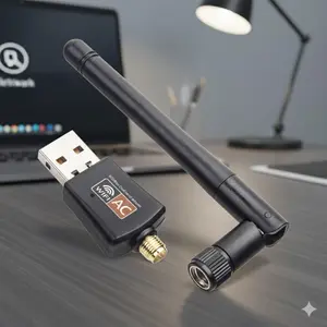 High-Speed Dual-Band USB WiFi Adapter 2.4G/5GHz for PC Laptop Desktop, Mini Portable Wireless Network Card with External Antenna, Compatible with Windows Mac Linux Systems