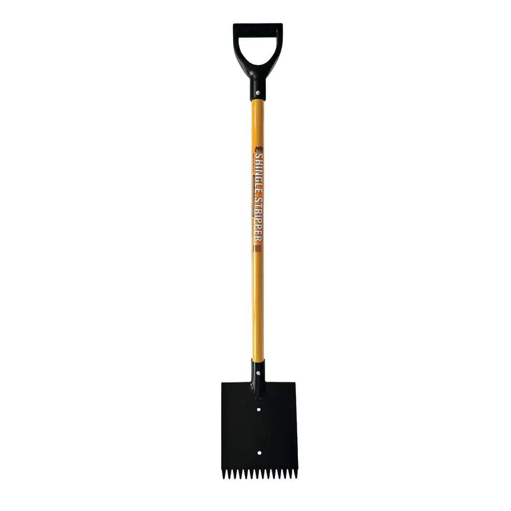 46 in. Steel Shingle Stripper Roof Shovel, Durable Metal Shovel Tool with D-Grip for Residential Roof Removal