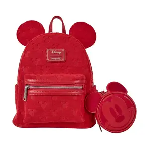 Loungefly Disney Mickey Mouse All-Over Print Plush Burnout Mini Backpack