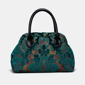 Burnout Velvet Jade Green Carpet Satchel