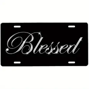 Blessed Front License Plate- Aluminum- 6X12-Inch Polished Metal Standard Plate, Easy to Install, Men'S/ Women'S Car Plate, Car Trim Accessories, License Plate Decor, for Decor Only, Made in USA