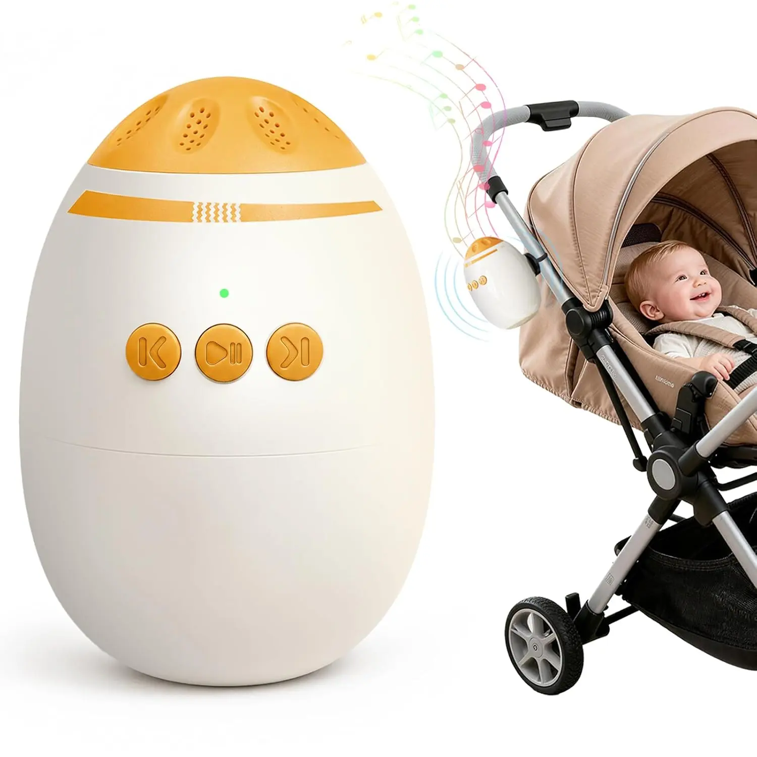 Rechargeable Baby Stroller Rocker - Adjustable Vibration Levels, 11 Calming Melodies, White Noise, Hands-Free Operation, Portable for Strollers-Cribs